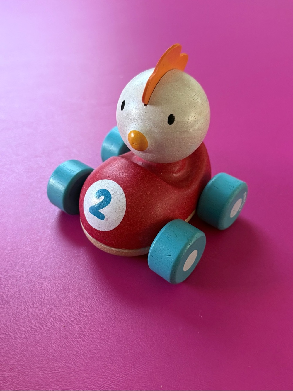 PlanToys Chicken Racer Car Toddler Toy Non-Toxic Natural Materials 2nd Birthday